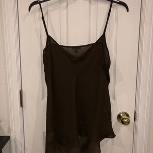 Sheer silky sexy brown tank top spaghetti strap